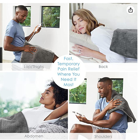 Pure Enrichment Pure Relief XXL Ultra Wide Microplush Heating Pad Charcoal Gray - Picture 5 of 5